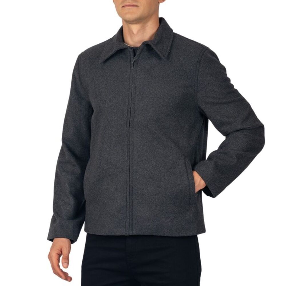 Alpine Swiss Grant Mens 28" Open Bottom Jacket Wool Blend JD Bomber Coat Zipered - Picture 1 of 11